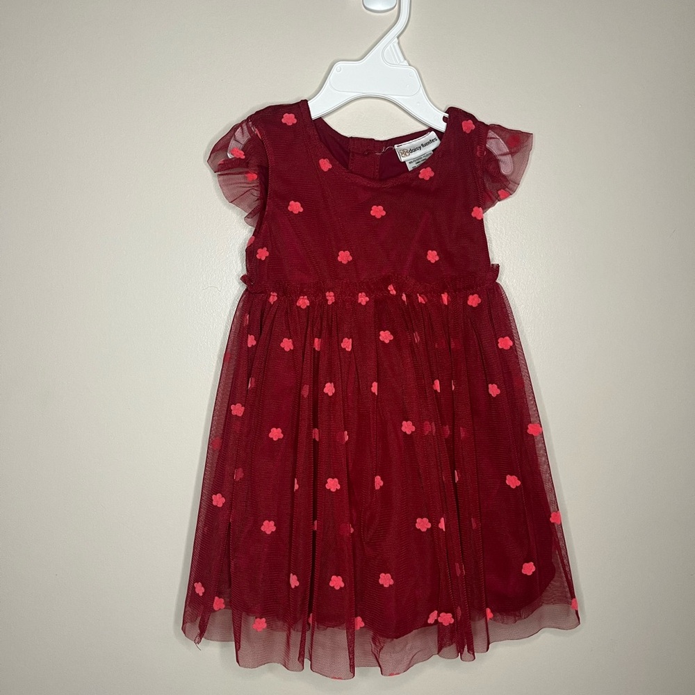 Charming Red Floral Kids Dress Size 18M